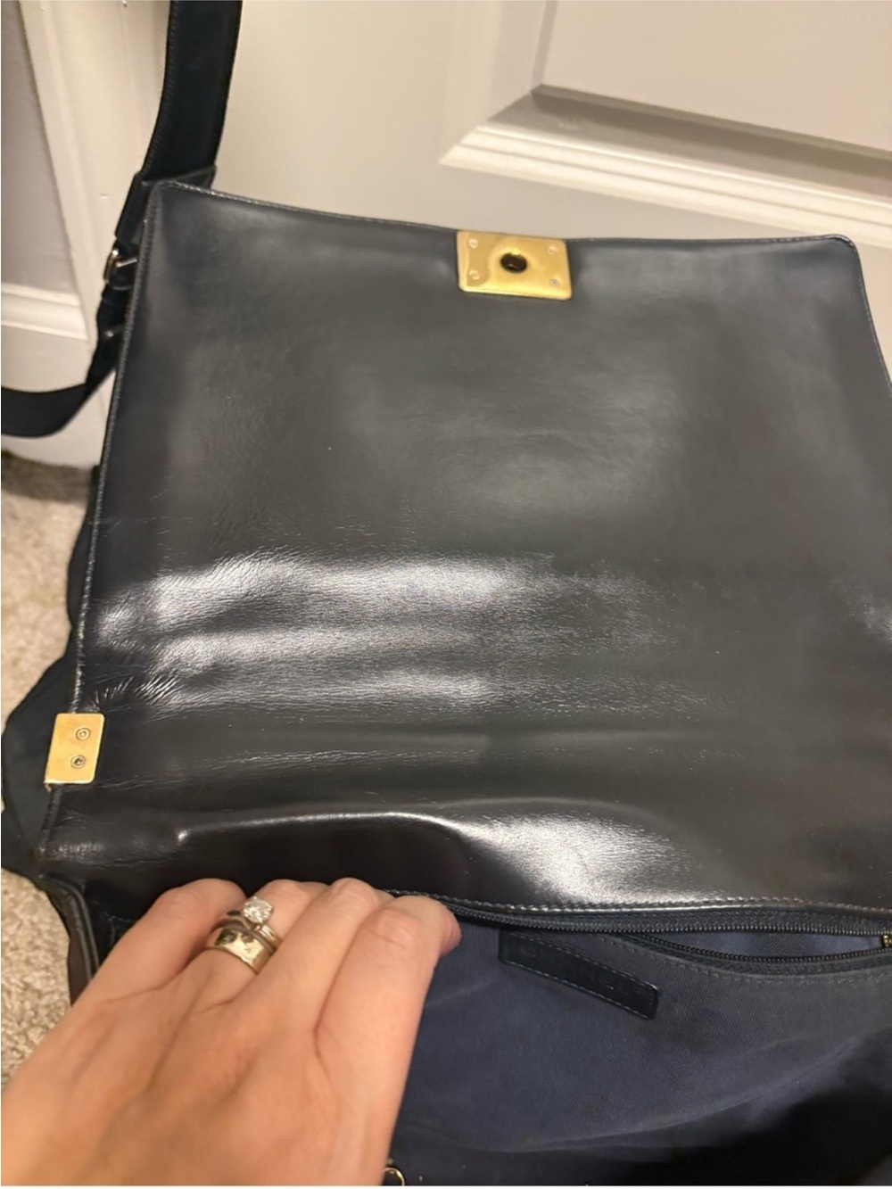 Chanel Lambskin Large Boy Bag Red accent CC. - Picture 5 of 13